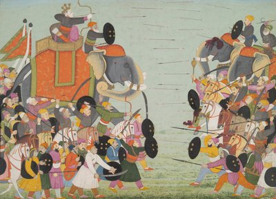 Illustration from a Bhagavata Purana Series, Book 10, Battle Between Balarama and Jarasandha, 1760-65 by Mughal School